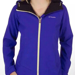 Columbia Phurtech baby blue and yellow long sleeve hood  soft shell jacket S